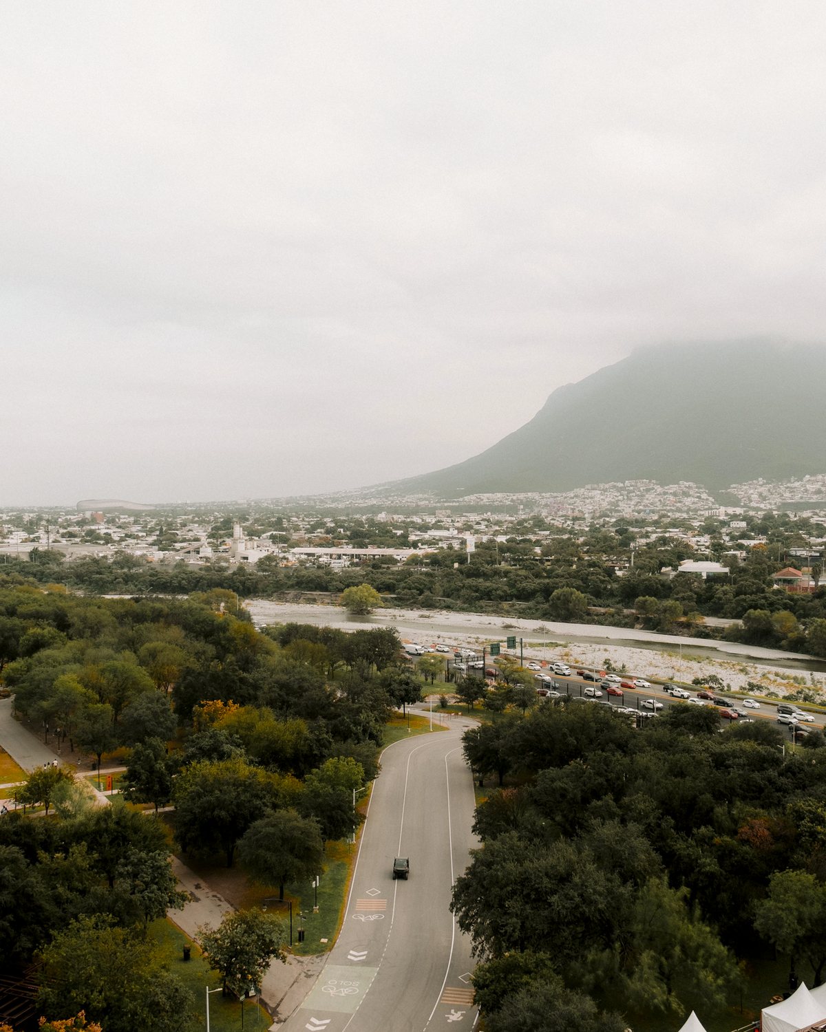 Parque Fundidora's industrial structures seen from the air